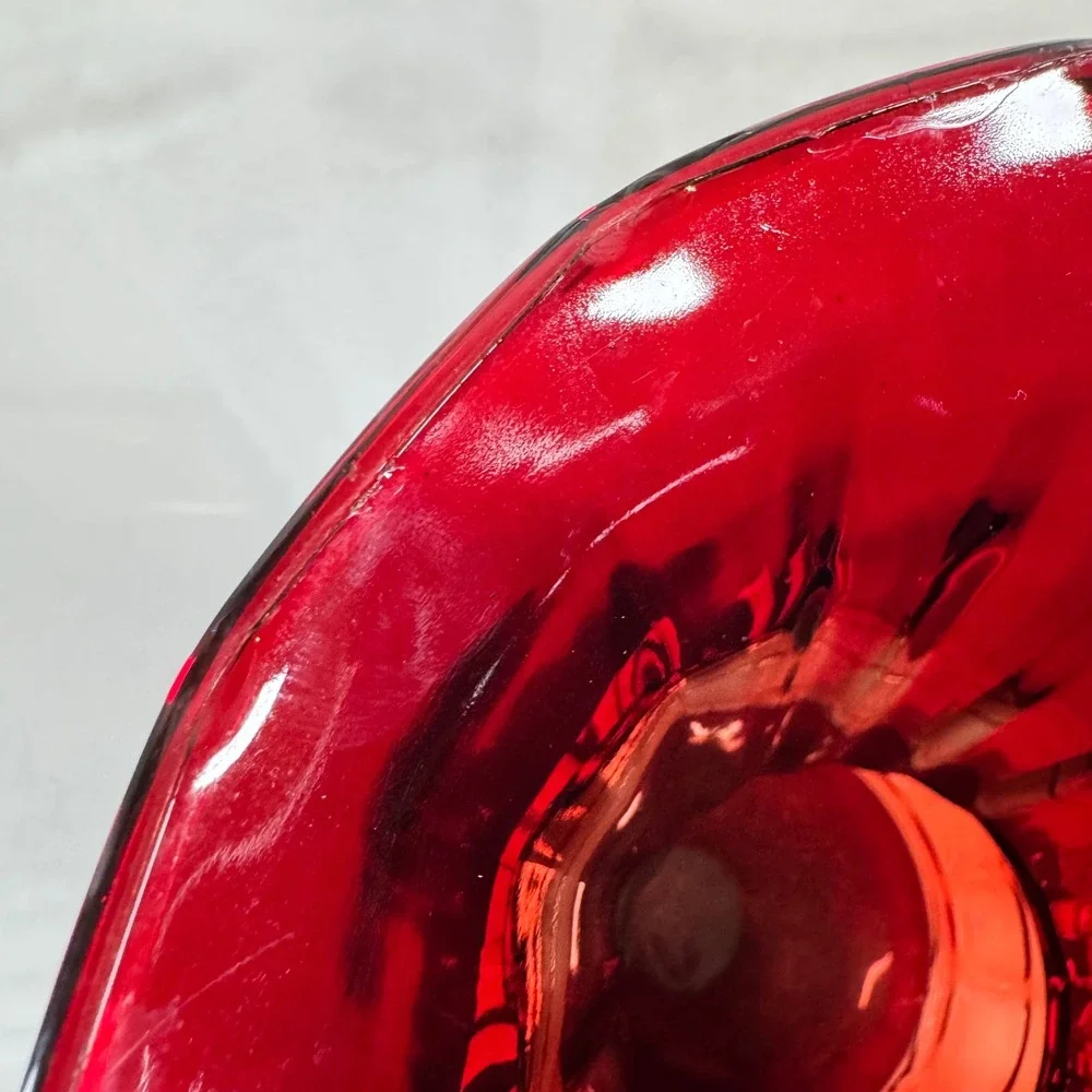 Vintage Anchor Hocking Ruby Red Pineapple Flared Bubble‎ Vase 8.75